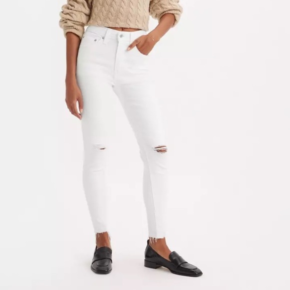 Levi's 721 High Rise Skinny White Raw Edge Jeans- size 24 - Picture 13 of 13